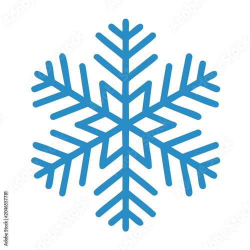 Blue snowflake icon on white background
