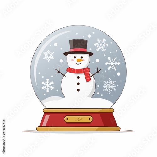 Christmas Snow Globe with Snowman Illustration