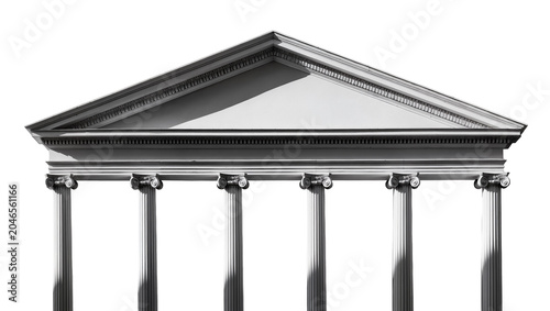 Tableau sur toile Isolated classic architectural facade pediment with six Ionic order columns, anc