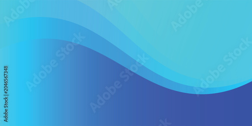 Abstract cyan and blue background featuring smooth fluid wave layers, dynamic curved gradients, and ample text copy space.