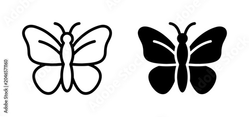 Bild auf Leinwand Butterfly Icons: Outline and Silhouette, Insect Vector Graphics for Nature and D