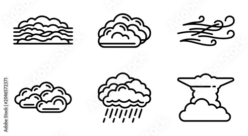 Tableau sur toile Weather Icons Set: Clouds, Wind, Rain, Storm, Cumulus, Stratus, Nimbus, Meteorol