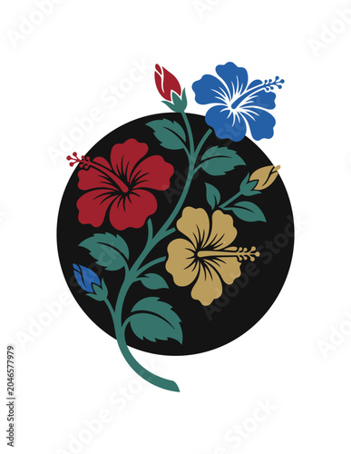 Hibiscus Branch with Circle