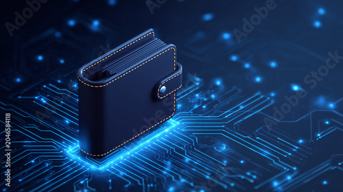 Digital Wallet on Circuit Technology Background | Mobile Banking, Online Payments and Fintech Vector Illustration