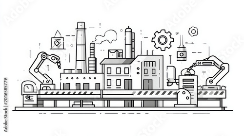 Factory and Manufacturing Icon Set | Industrial Plant, Production Line, Machinery and Automation Vector Collection