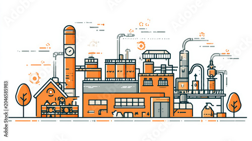 Factory and Manufacturing Icon Set | Industrial Plant, Production Line, Machinery and Automation Vector Collection