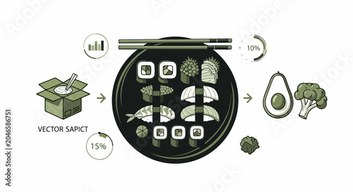 Sustainable Seafood Vector Infographic Template.