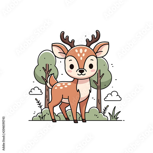 Cartoon Deer With Spotted Fur.