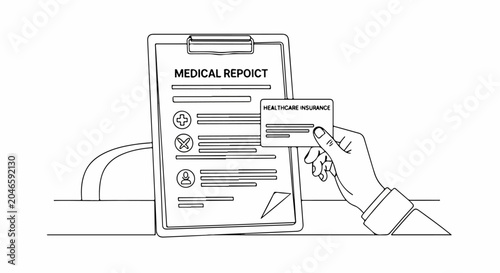 Medical Report Document Hand Holding.