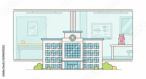 Modern Office Building Architectural Drawing.