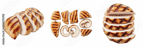 Grilled Meat Slices and Mushrooms Barbecue Transparent PNG Clipart Set, Roasted Food Ingredients BBQ Collection, Summer Cookout Picnic Snack Bundle, Menu Graphic Design Elements Cutout Isolated Asset