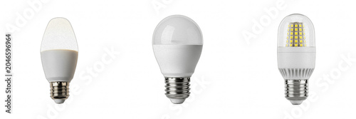 Energy Saving LED Light Bulb Transparent PNG Clipart Set, Modern Eco Friendly Electric Lamp Collection, Bright Illumination Power Bundle, Home Graphic Design Elements Cutout Isolated Asset