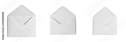 Isolated Open White Paper Envelope Mail 3D Render Transparent Background Business Correspondence Message Delivery Greeting Letter Graphic High Resolution Commercial Microstock