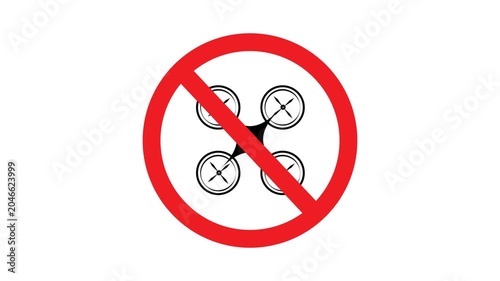 No Drone Zone Prohibition Sign Animated IconAnimated prohibition symbol showing a drone