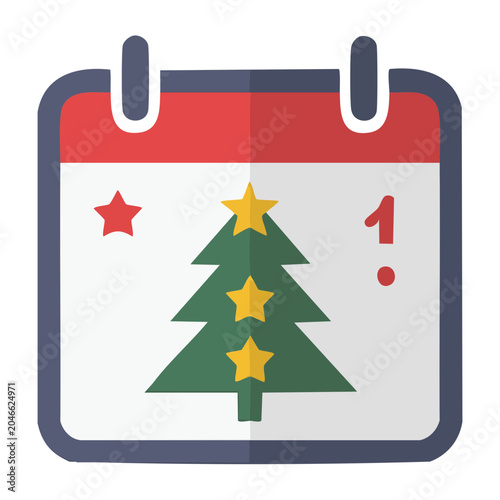 Christmas calendar icon with tree and date 1