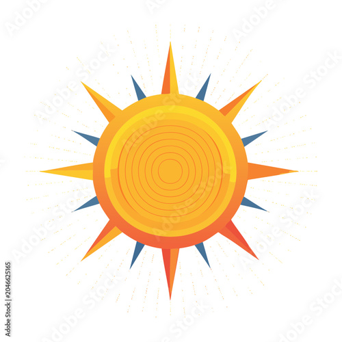 Stylized sun illustration with radiating light