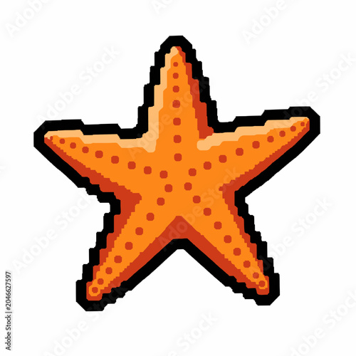 Orange starfish cartoon illustration.