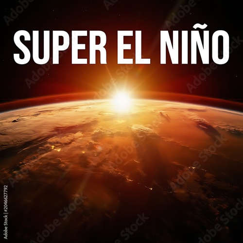 The super el nino weather phenomenon on planet earth from space with sun shining brightly