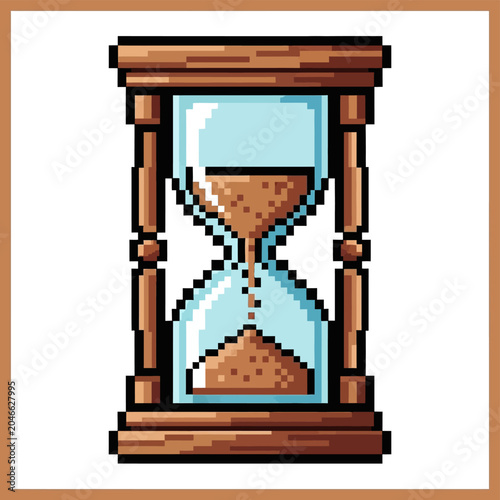 Pixel art hourglass timer icon.