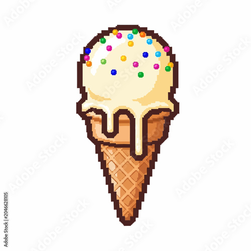Pixel Art Ice Cream Cone.