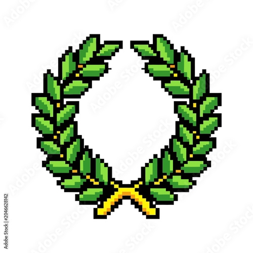Pixel Art Laurel Wreath Design.