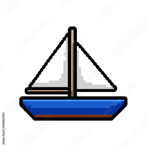 Small blue sailboat cartoon.