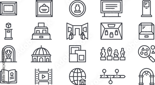 Tableau sur toile A comprehensive set of museum and exhibition vector icons featuring clean lines
