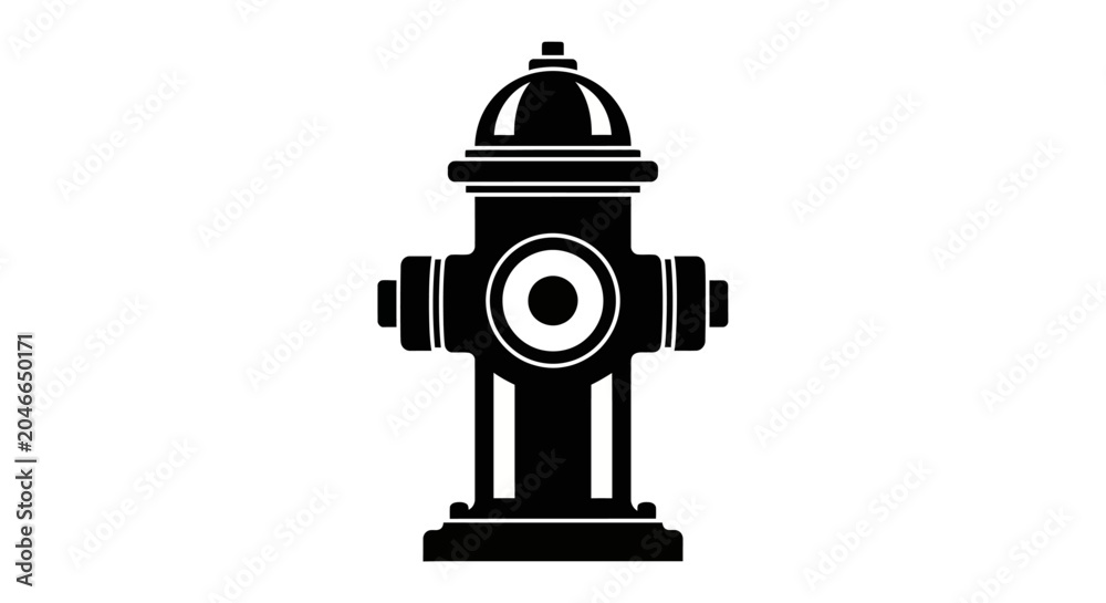 Obraz premium Black fire hydrant icon, urban infrastructure symbol, city background