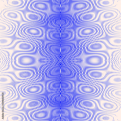 Swirly lines lenticular and wavy ornamental pattern with stripe illusion art. Op psychedelic optical and wave hypnotic technology ornate lines distorted and ellipse