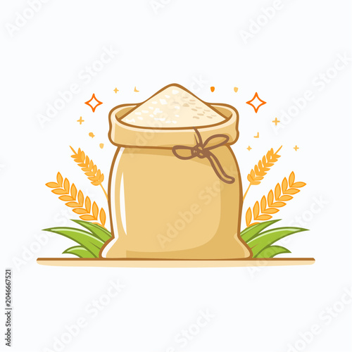 Bag of Flour with Wheat Stalks