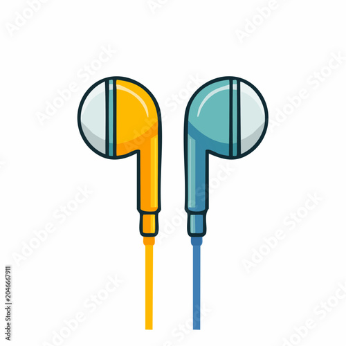 Pair of colorful earphones