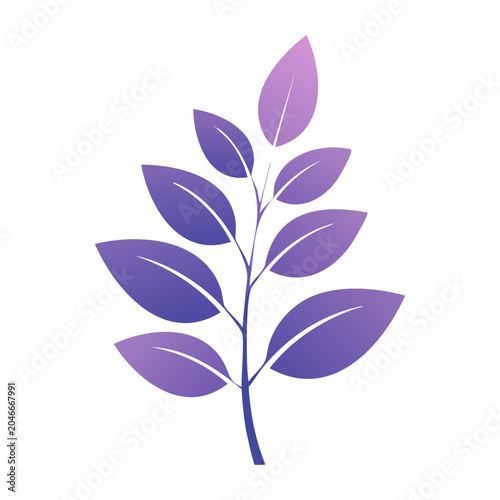 Purple leafy branch illustration with gradient