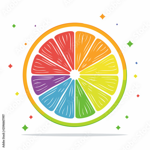 Rainbow Citrus Slice Illustration