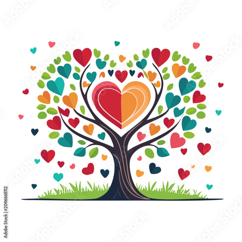 Tree with heart shaped leaves and fruits