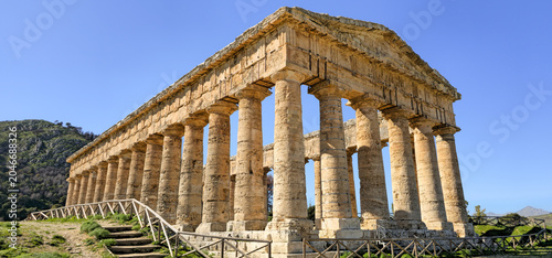 Image of Segesta temple in a clear sunny day at Sicily
