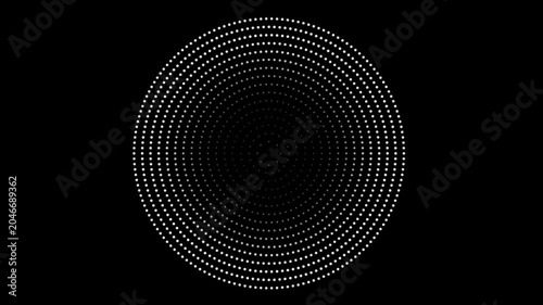 Breathing Mandala Animation: White Dot Concentric Rings Sacred Geometry Pulse Wave Loop Meditative Tidal Ocean Wave Radial Pattern Black Background