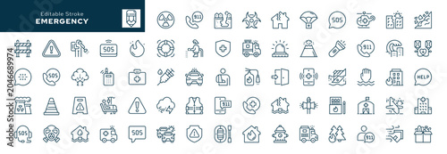 Konstfotografi Emergency outline icons set
