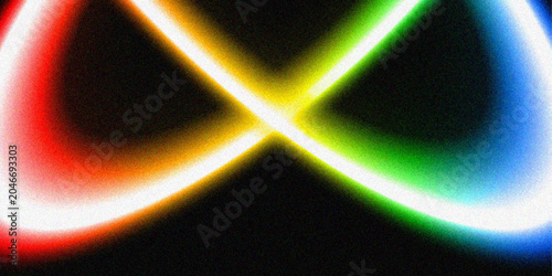 Glowing Colorful Infinity Symbol with Neon Light Trails on Black Background