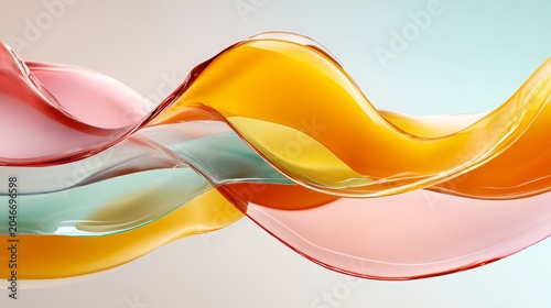 Fluid abstract waves creating a dynamic splash of transparent colorful liquid, showcasing smooth movement and innovative design with a vibrant spectrum