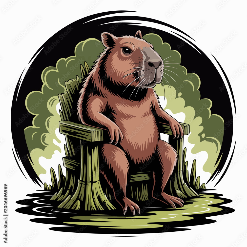 Φωτογραφία Large rodent sitting on chair relaxed.
