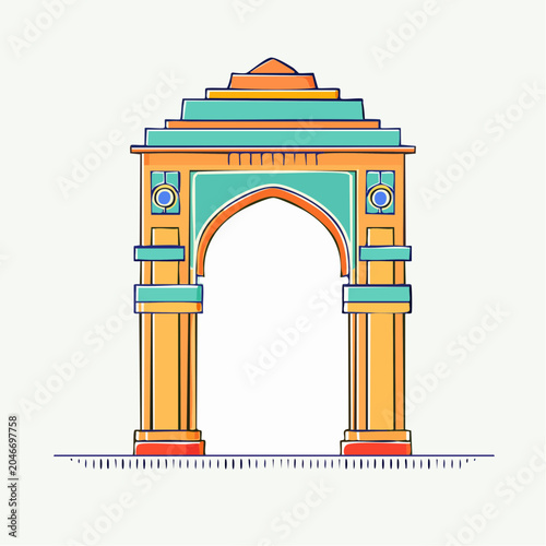 Stylized Illustration of India Gate
