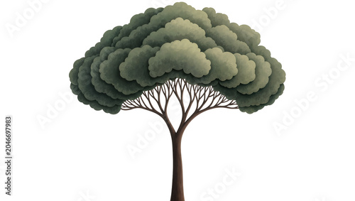 Φωτογραφία Isolated vibrant green artistic tree illustration, natural foliage, strong trunk