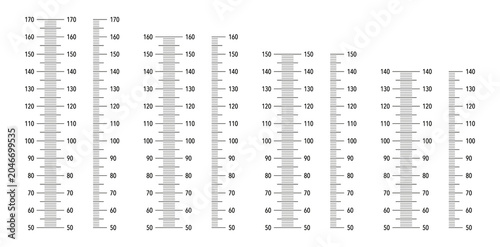 Photos Template for kids wall growth 140, 150, 160 cm and 170cm stickers isolated