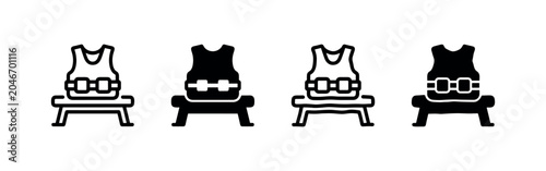 Obraz na płótnie Life vest or buoyancy aid on a stand icon set, water safety and aquatic activities