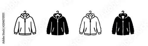 Cuadro en lienzo Puffer Jacket on Hanger Icon Set