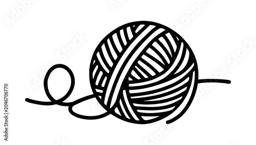 Obraz na płótnie Isolated stylized illustration of a black ball of yarn for knitting and craft pr