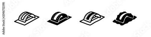 Картината върху платно Icon set of boat throttle lever, line art, silhouette, sketch