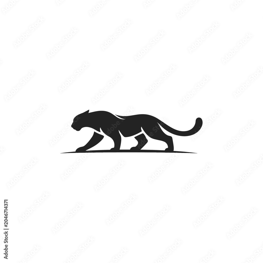 Fototapeta premium Prowling Panther Silhouette logo flat vector icon design