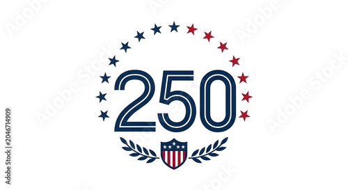 Symmetrical 250 Anniversary Emblem with Circular Star Ring