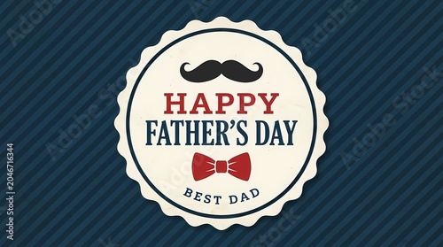 Happy Father's Day celebration with best dad badge and mustache